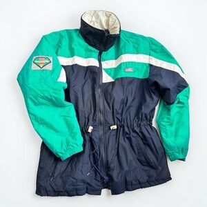 Retro Colorblock Ski Jacket Women XL 90s Winter Coat